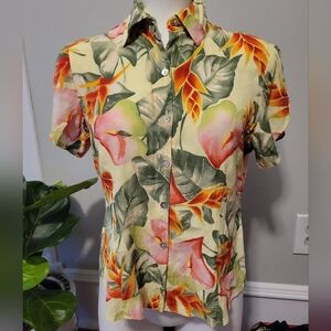 SMALL *Hawaiian * Button Up * Kaua'iana * Floral Tropical
